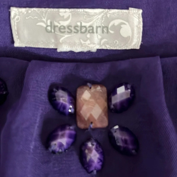 Dress Barn Embellished & Layered Cap Sleeve Shift Dress in Purple - Size 14 - Picture 5 of 7